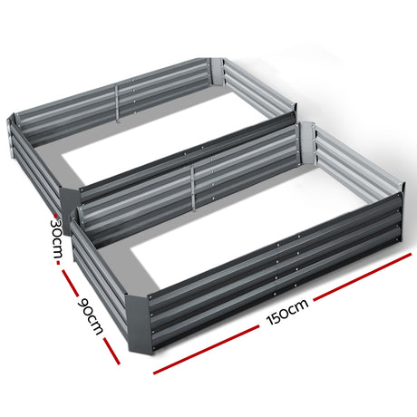 Greenfingers Garden Bed 2PCS 150X90X30CM Galvanised Steel Raised Planter