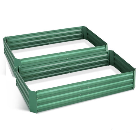 Greenfingers Garden Bed 2PCS 210X90X30cm  Galvanised Steel Raised Planter Green