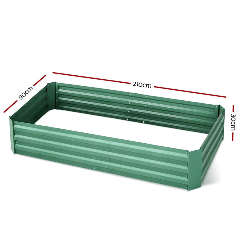 Greenfingers Garden Bed 2PCS 210X90X30cm  Galvanised Steel Raised Planter Green