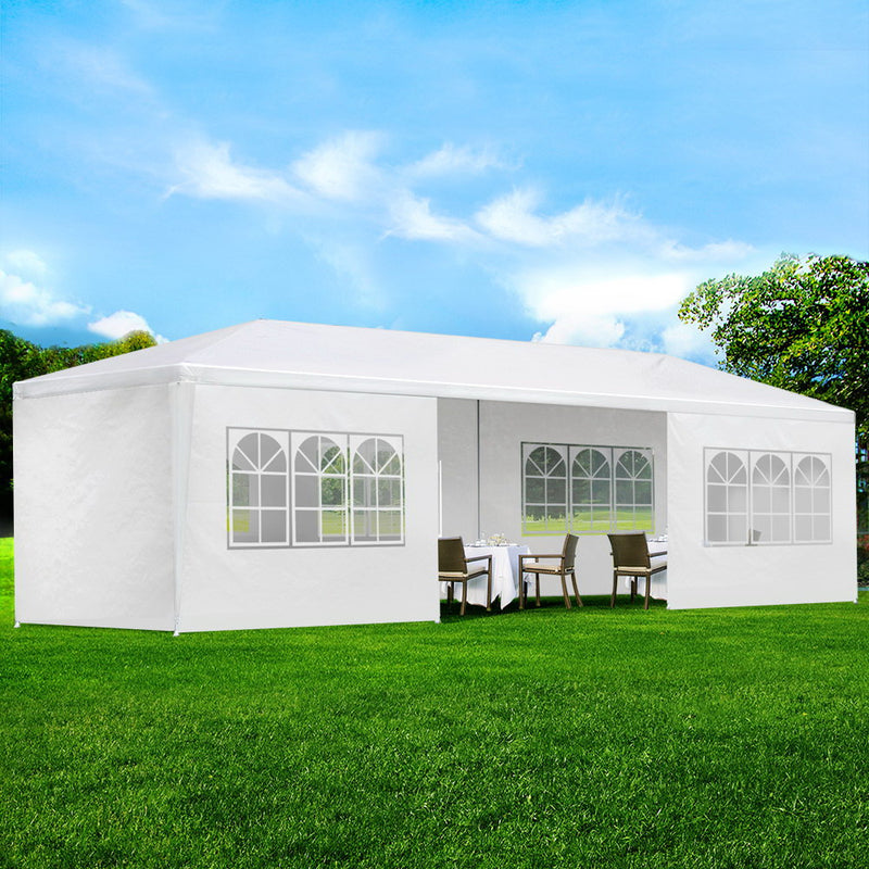 Instahut Gazebo 3x9m Outdoor Marquee side Wall Gazebos Tent Canopy Camping White 8 Panel