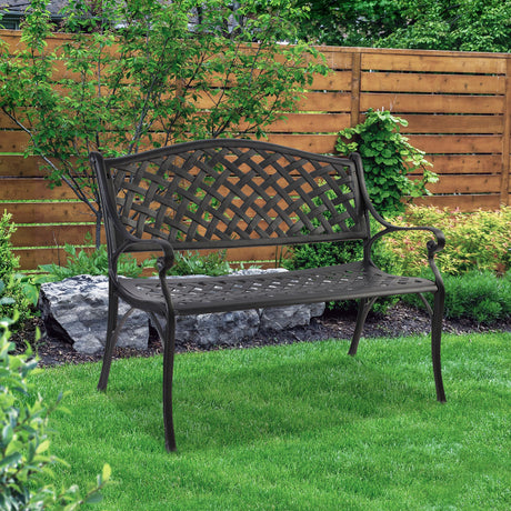 Gardeon Garden Bench Outdoor Seat Chair Cast Aluminium Park Black