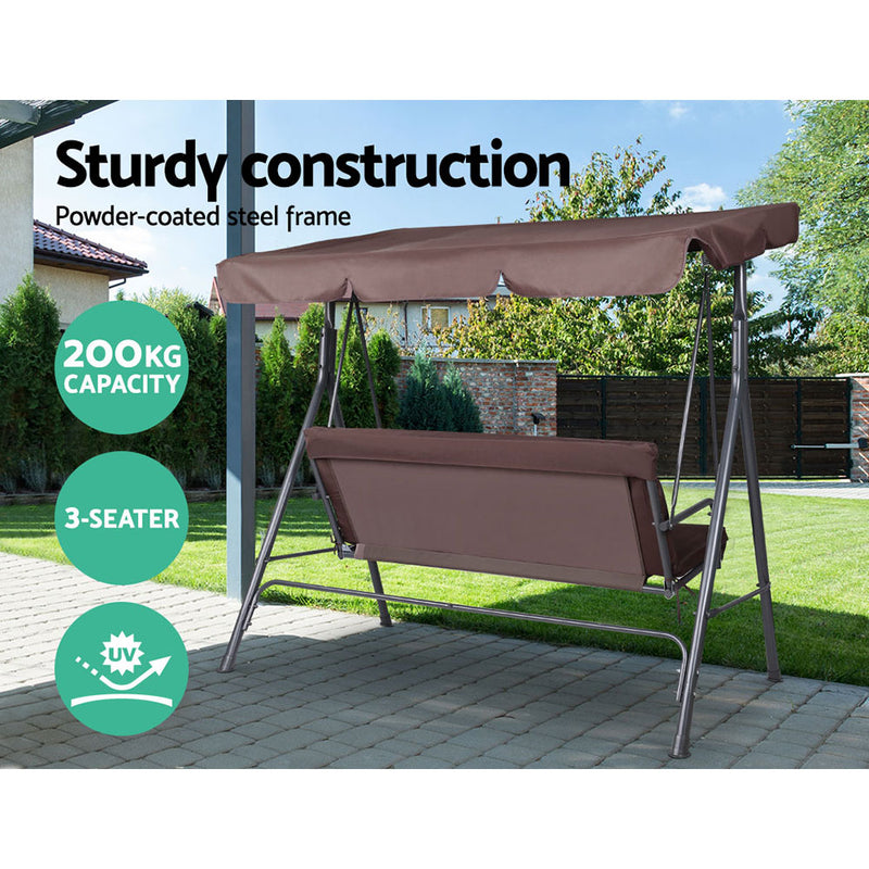 Outdoor Swing Chair Hammock 3 Seater Garden Canopy Bench Seat Backyard