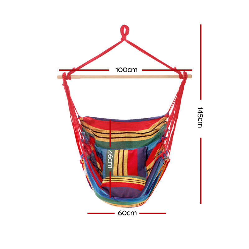 Gardeon Hammock Swing Chair with Cushion - Multi-colour