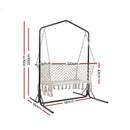 Gardeon Double Swing Hammock Chair with Stand Macrame Outdoor Bench Seat Chairs