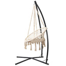 Gardeon Outdoor Hammock Chair with Steel Stand Cotton Swing Hanging 124CM Cream