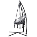 Gardeon Outdoor Hammock Chair with Steel Stand Cotton Swing Hanging 124CM Grey