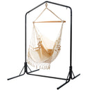 Gardeon Outdoor Hammock Chair with Stand Tassel Hanging Rope Hammocks Cream