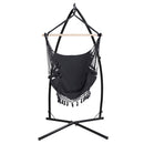 Gardeon Outdoor Hammock Chair with Steel Stand Tassel Hanging Rope Hammock Grey