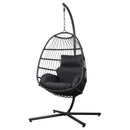 Gardeon Swing Chair Egg Hammock With Stand Outdoor Furniture Wicker Seat Black