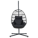 Gardeon Swing Chair Egg Hammock With Stand Outdoor Furniture Wicker Seat Black