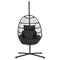 Gardeon Swing Chair Egg Hammock With Stand Outdoor Furniture Wicker Seat Black