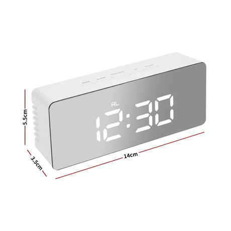 Digital LED Mirror Alarm Clock Temperature LED Light Table Time Bedside Clock AU