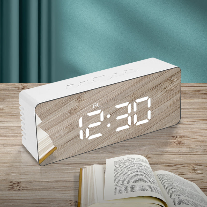 Digital LED Mirror Alarm Clock Temperature LED Light Table Time Bedside Clock AU