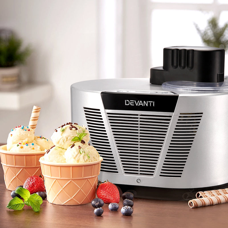 Devanti Self Cooling Ice Cream Maker - Silver