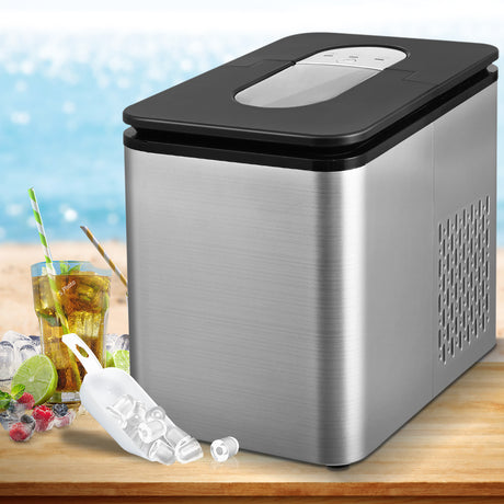 2.2L Ice Maker 12KG Portable Ice Makers Cube Tray Bar Home Countertop Silver