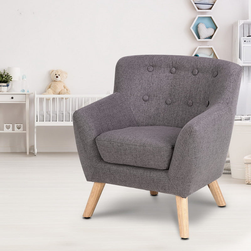 Keezi Kids Sofa Armchair Grey Linen Lounge Nordic French Couch Children Room