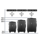 Wanderlite 3pc Luggage 20'' 24'' 28'' Trolley Suitcase Sets Travel TSA Hard Case Lightweight Black