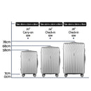 Wanderlite 3pc Luggage 20'' 24'' 28'' Trolley Suitcase Sets Travel TSA Hard Case Lightweight Silver