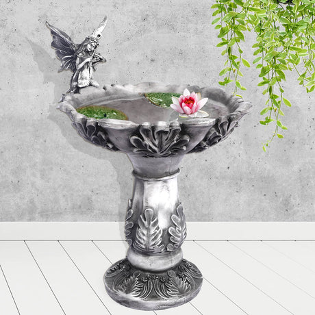 Bird Bath Garden Ornament Decor Statue Fairy Sculpture Outdoor Feeder Yard Lawn