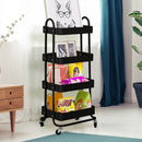 Levede 4 Tiers Kitchen Trolley Cart Steel Storage Rack Shelf Organiser Black