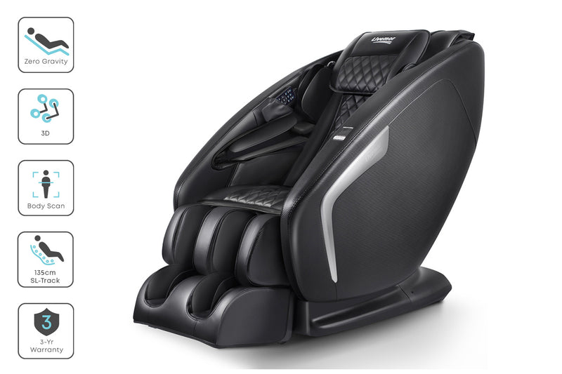 Livemor 3D Electric Massage Chair Shiatsu Kneading Massager Zero Gravity Large Black