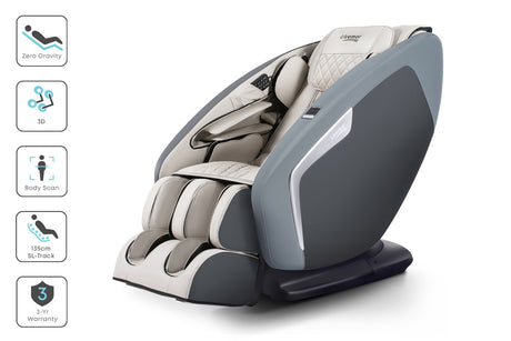 Livemor 3D Electric Massage Chair Shiatsu Kneading Massager Zero Gravity Large Grey