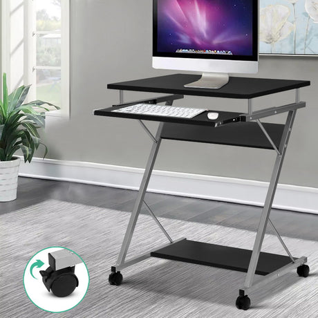 Artiss Metal Pull Out Table Desk - Black