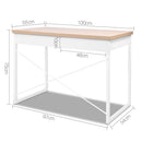 Artiss Metal Desk with Drawer - White with Wooden Top