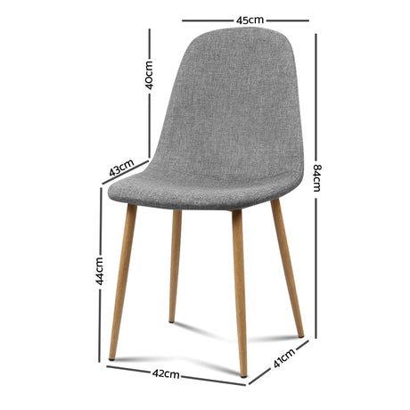 Artiss 4x Adamas Fabric Dining Chairs - Light Grey