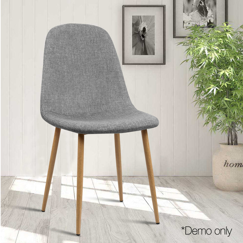 Artiss 4x Adamas Fabric Dining Chairs - Light Grey