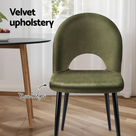 Dining Chairs Green Velvet Set Of 2 Loren