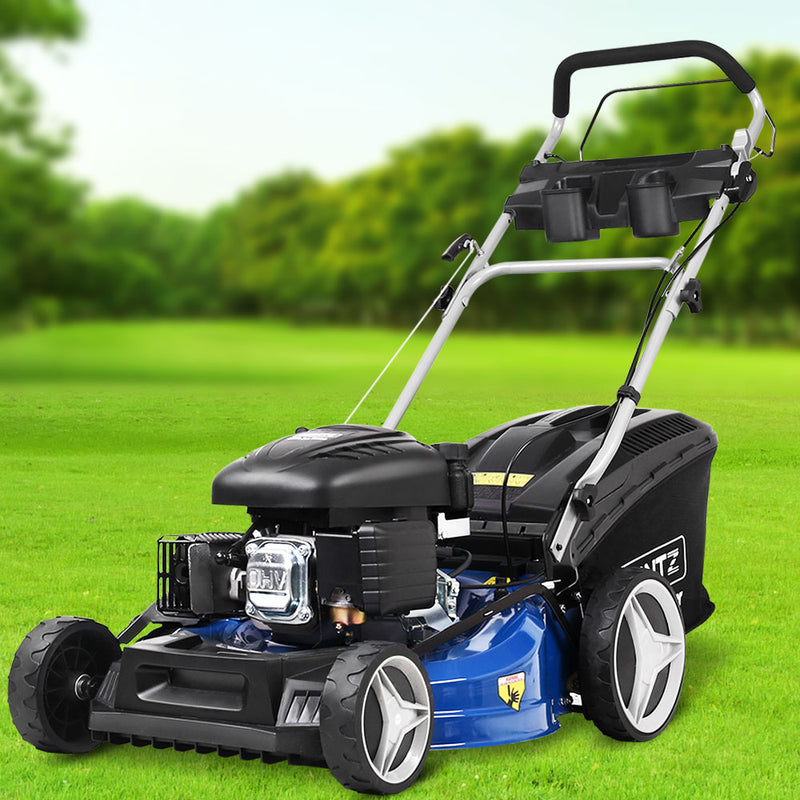 Giantz Lawn Mower Self Propelled 21 220cc 4 Stroke Petrol Mower Grass Catch"