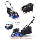 Lawn Mower 139cc 17 Petrol Powered Push Lawnmower 4 Stroke Steel Deck"