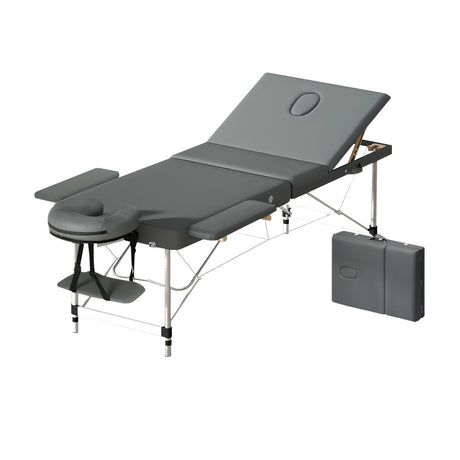 Zenses Massage Table Portable 3 Fold Aluminium Therapy Beauty Bed Waxing 75CM