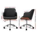 Artiss Wooden Office Chair Computer PU Leather Desk Chairs Executive Black Wood