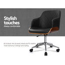 Artiss Wooden Office Chair Computer PU Leather Desk Chairs Executive Black Wood