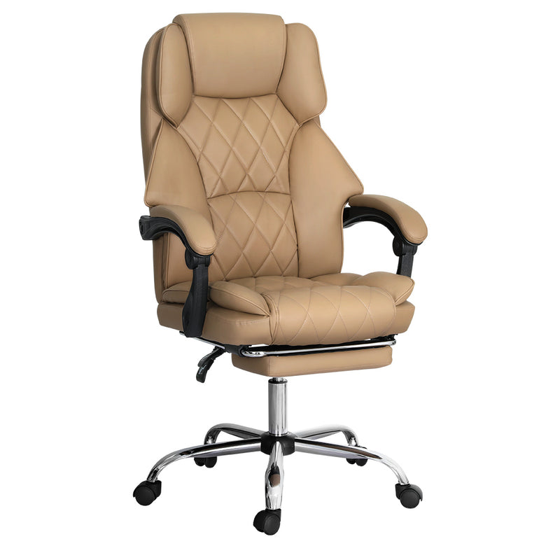 Artiss Executive Office Chair Leather Footrest Espresso