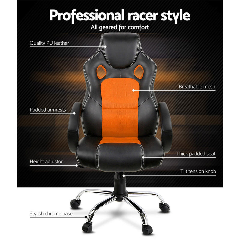 Artiss Gaming Chair Computer Office Chairs Orange & Black