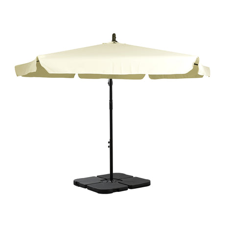 3M Patio Outdoor Umbrella Cantilever Beige With Base Stand