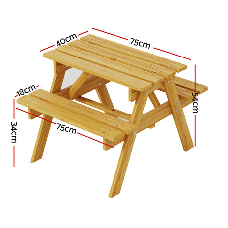 Keezi Kids Outdoor Table and Chairs Picnic Bench Seat Children Wooden Indoor