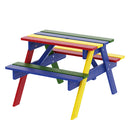 Keezi Kids Outdoor Table and Chairs Picnic Bench Seat Umbrella Colourful Wooden