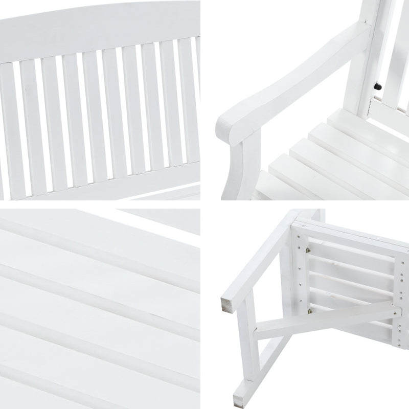 Gardeon Wooden Garden Bench Chair Outdoor Furniture Patio Deck 3 Seater White