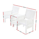 Gardeon Garden Bench Chair Table Loveseat Wooden Outdoor Furniture Patio Park White