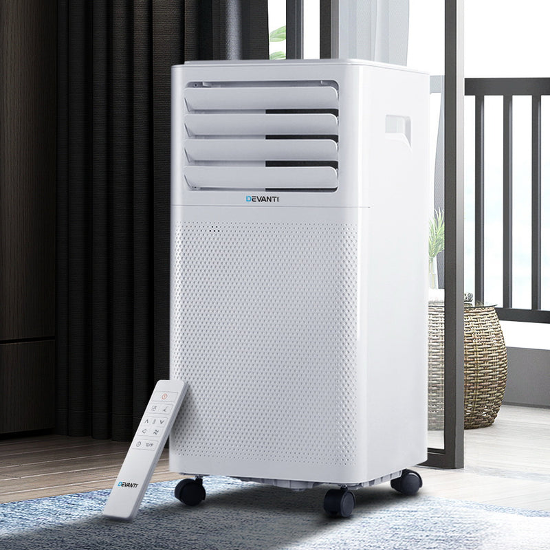 Devanti Portable Air Conditioner Cooling Mobile Fan Cooler Dehumidifier White 2000W