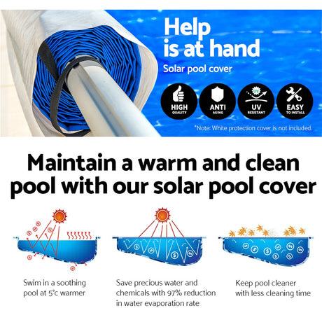 Aquabuddy Swimming Pool Cover Roller Wheel Solar Blanket 500 Microns 10X4M