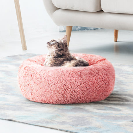 i.Pet Pet bed Dog Cat Calming Pet bed Small 60cm Pink Sleeping Comfy Cave Washable