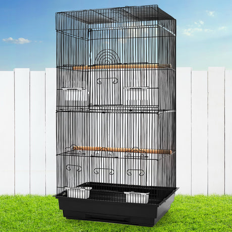 i.Pet Medium Bird Cage with Perch - Black