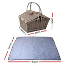 Alfresco 4 Person Picnic Basket Deluxe Baskets Outdoor Insulated Blanket