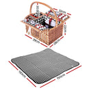 Alfresco 4 Person Picnic Basket Set Basket Outdoor Insulated Blanket Deluxe