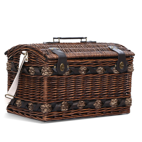 Alfresco 4 Person Picnic Basket Wicker Baskets Outdoor Insulated Gift Blanket